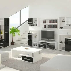 Garnero Arredamenti Credenza alta 90x198h cm bianco opaco nero lucido Lexy New