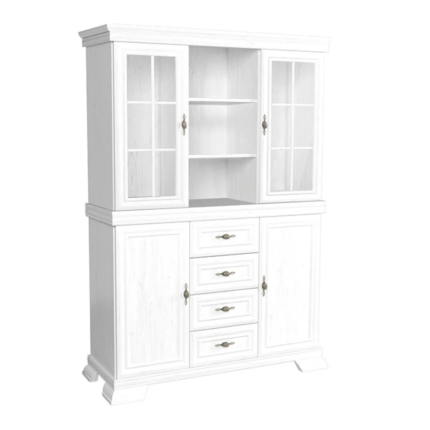 Garnero Arredamenti Credenza alta 128x195h cm con vetrina shabby Kelly Bianco Frassinato New