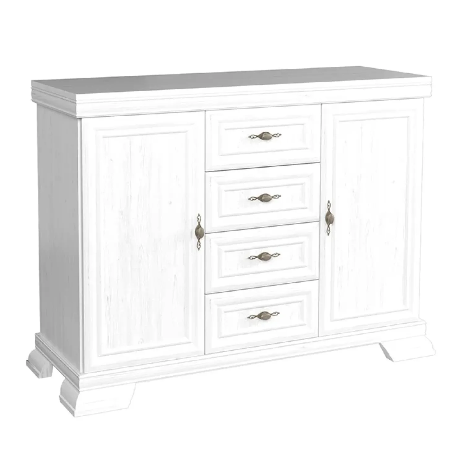 Garnero Arredamenti Credenza alta 128x195h cm con vetrina shabby Kelly Bianco Frassinato New