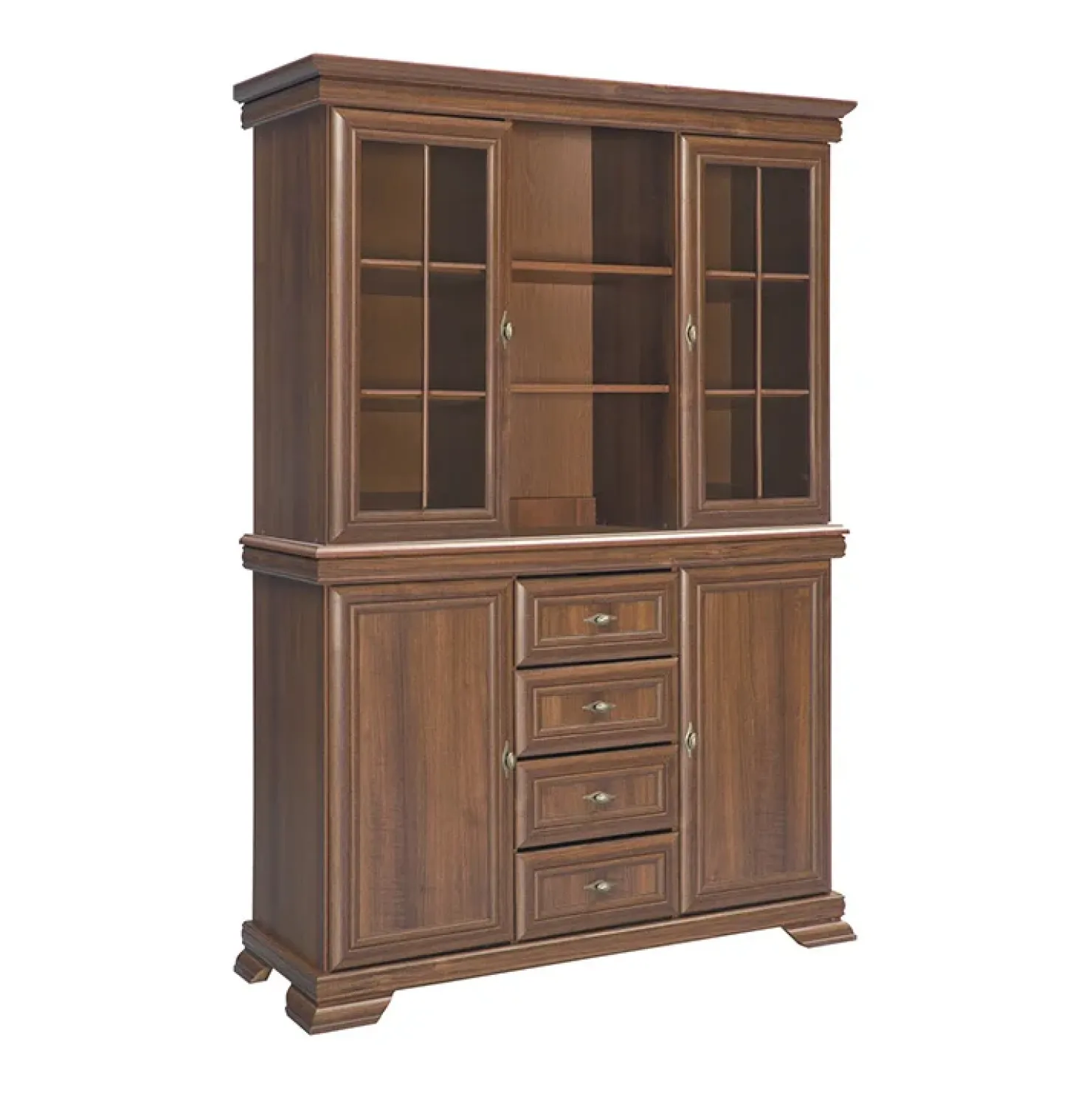 Garnero Arredamenti Credenza alta 128x195h cm con vetrina arte povera quercia Kelly Noce