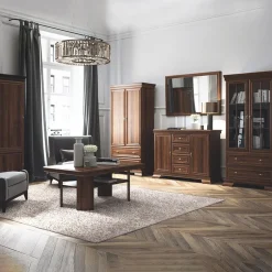 Garnero Arredamenti Credenza alta 168x195h cm con vetrina arte povera quercia Kelly Noce New