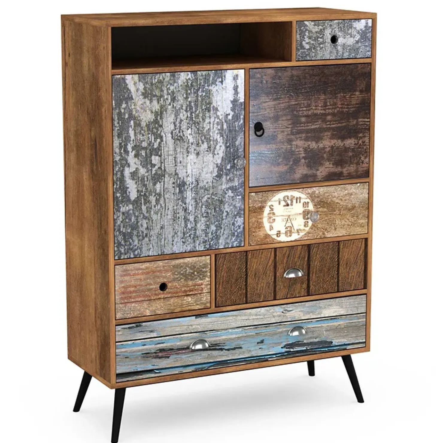 Garnero Arredamenti Credenza alta 100x140h cm industrial multicolore acciaio nero Kabul Best