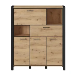 Garnero Arredamenti Credenza alta 120x140h cm moderna quercia nero opaco Neive Hot