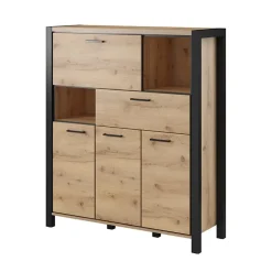 Garnero Arredamenti Credenza alta 120x140h cm moderna quercia nero opaco Neive Hot