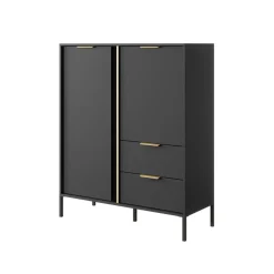 Garnero Arredamenti Credenza alta 103x123h cm moderna 2 ante 2 cassetti antracite Nebula Sale