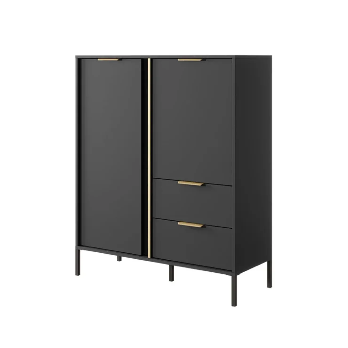 Garnero Arredamenti Credenza alta 103x123h cm moderna 2 ante 2 cassetti antracite Nebula Sale