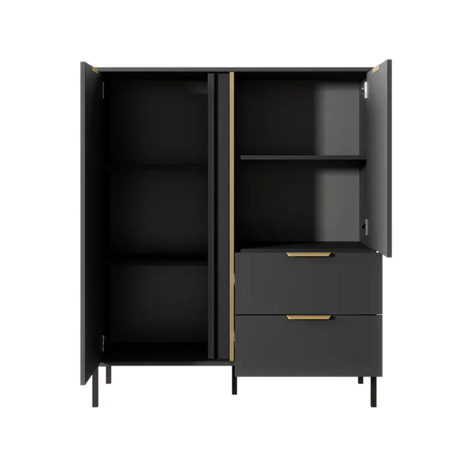 Garnero Arredamenti Credenza alta 103x123h cm moderna 2 ante 2 cassetti antracite Nebula Sale