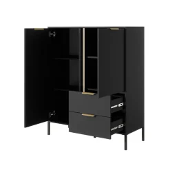 Garnero Arredamenti Credenza alta 103x123h cm moderna 2 ante 2 cassetti antracite Nebula Sale