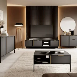 Garnero Arredamenti Credenza alta 103x123h cm moderna 2 ante 2 cassetti antracite Nebula Sale