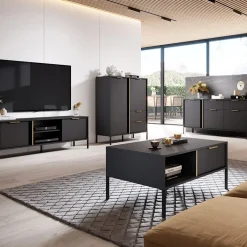 Garnero Arredamenti Credenza alta 103x123h cm moderna 2 ante 2 cassetti antracite Nebula Sale