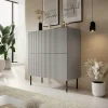 Garnero Arredamenti Credenza alta 100x110h cm moderna soggiorno grigio chiaro nero Cadice Hot