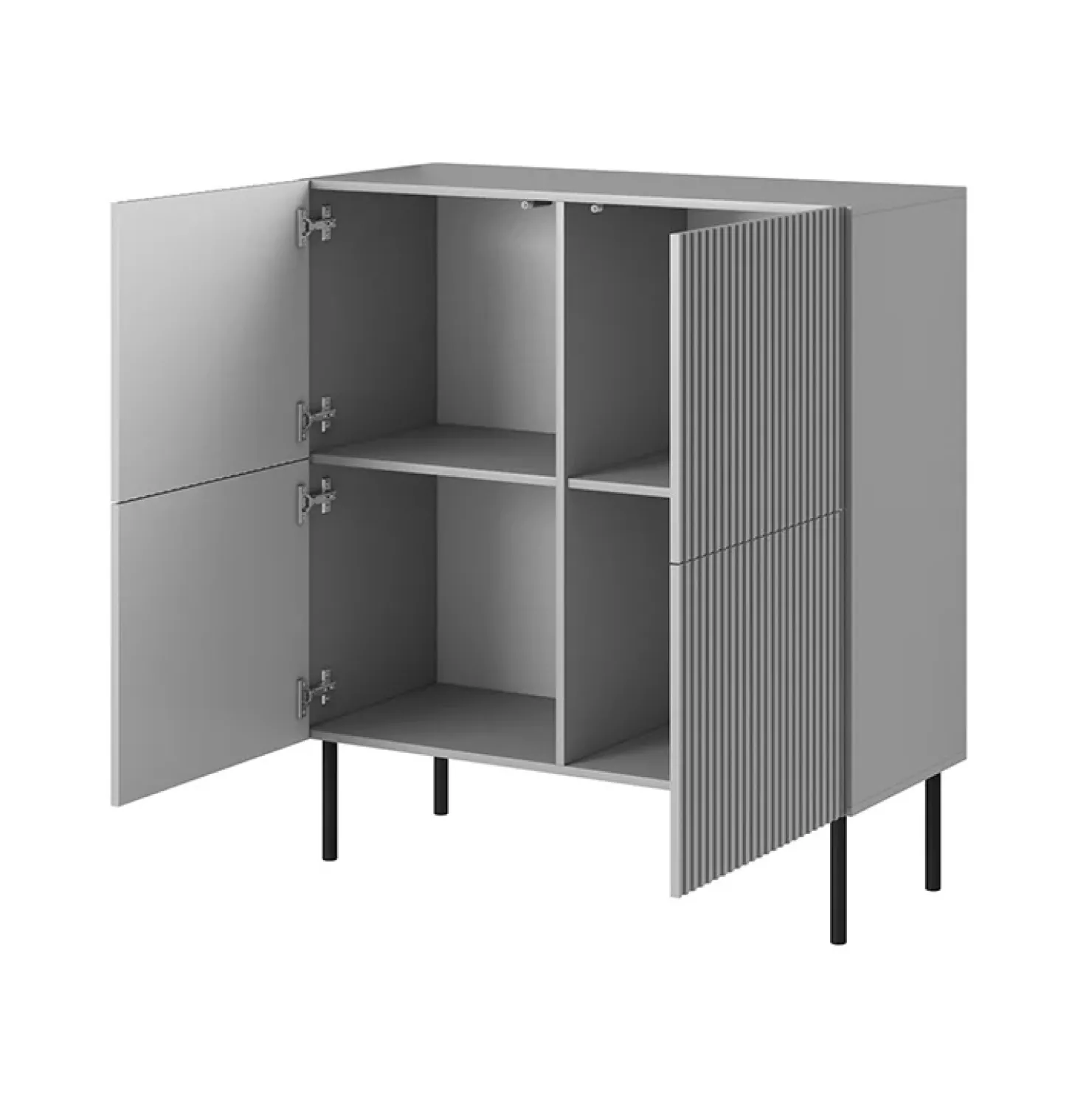 Garnero Arredamenti Credenza alta 100x110h cm moderna soggiorno grigio chiaro nero Cadice Hot