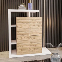 Garnero Arredamenti Credenza alta 129x151h cm moderna bianco rovere Pabla