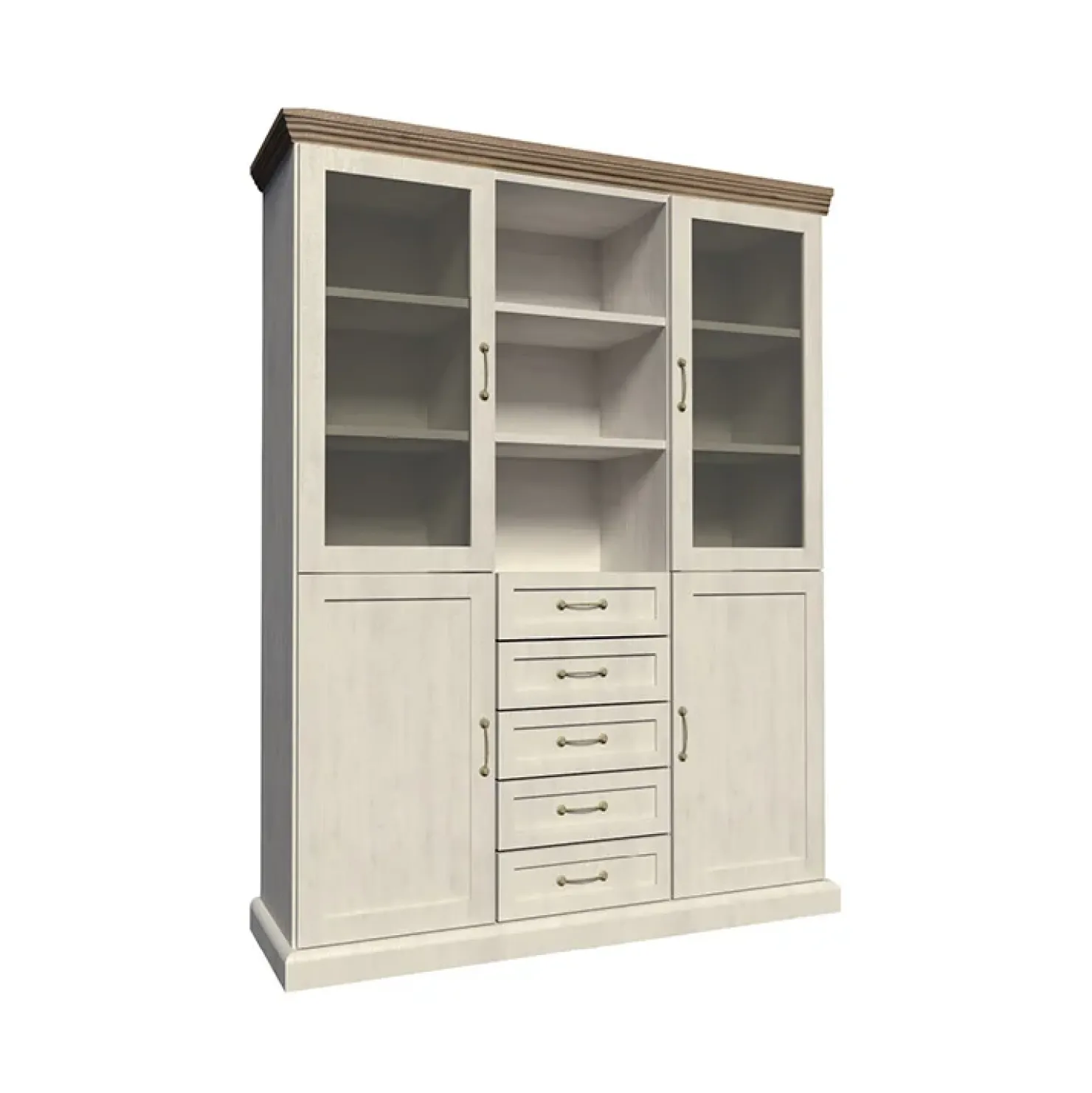 Garnero Arredamenti Credenza alta 127x187h cmi con vetrina pino frassinato rovere Blend Clearance