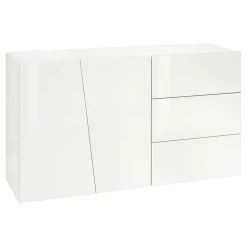 Garnero Arredamenti Credenza moderna 140x86h cm 2 ante 3 cassetti Candia Gihome® Bianco Lucido Online