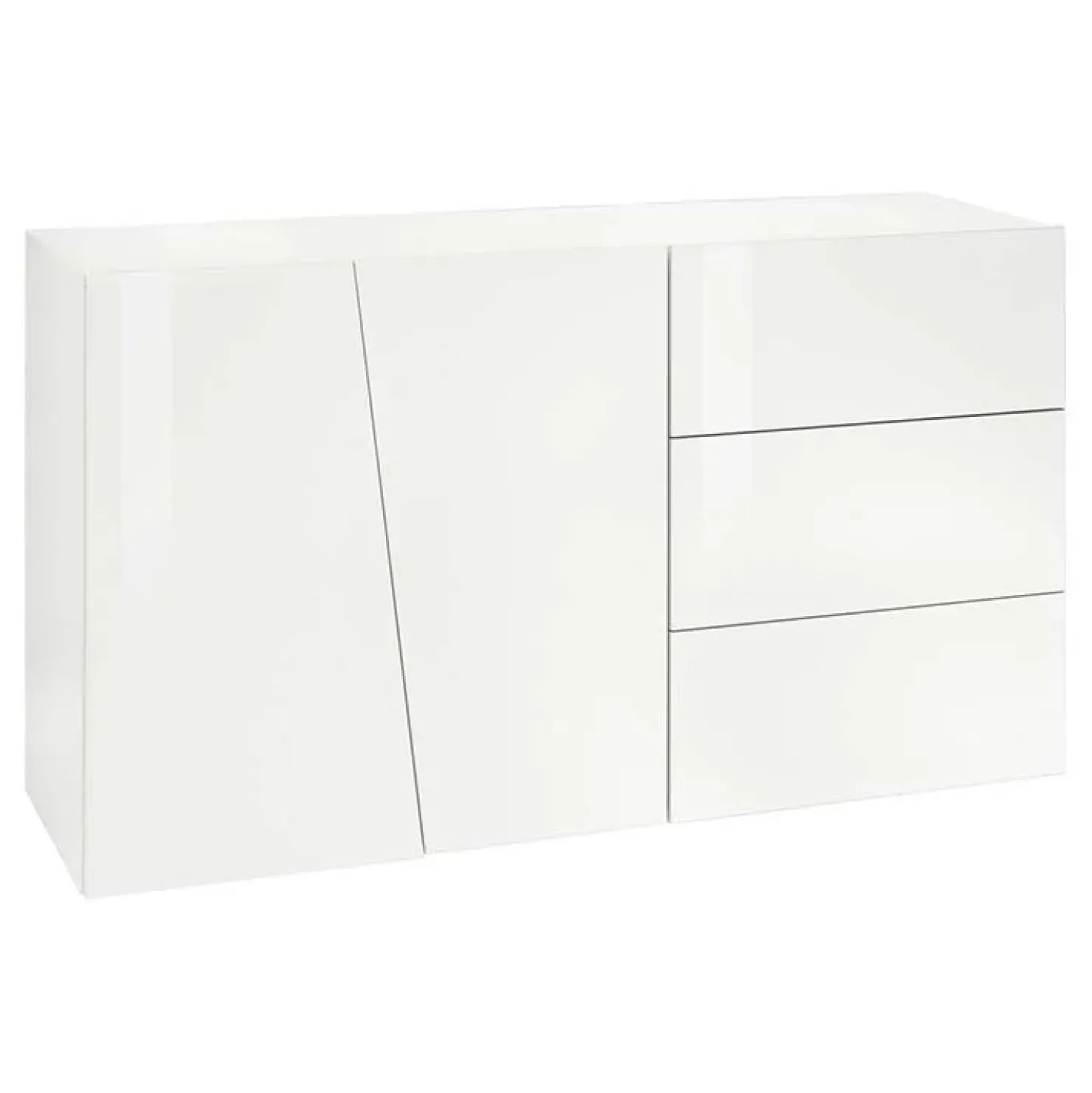 Garnero Arredamenti Credenza moderna 140x86h cm 2 ante 3 cassetti Candia Gihome® Bianco Lucido Online
