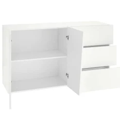 Garnero Arredamenti Credenza moderna 140x86h cm 2 ante 3 cassetti Candia Gihome® Bianco Lucido Online
