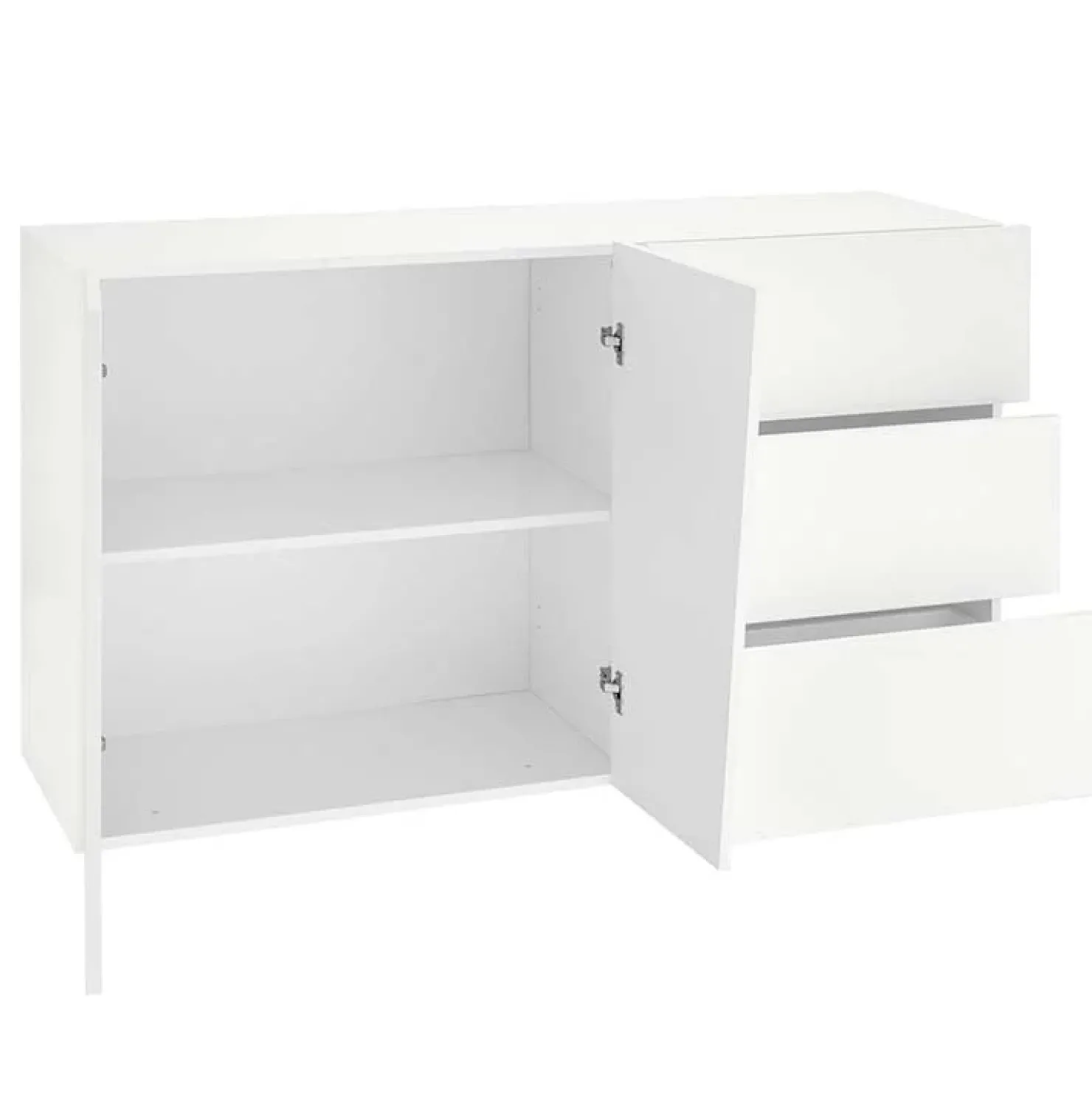 Garnero Arredamenti Credenza moderna 140x86h cm 2 ante 3 cassetti Candia Gihome® Bianco Lucido Online
