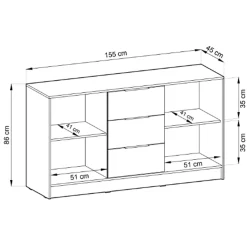 Garnero Arredamenti Credenza moderna 155x86h cm 2 ante 3 cassetti cashmere Miller Beige Sale