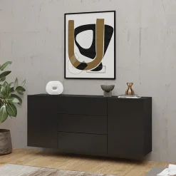 Garnero Arredamenti Credenza sospesa 140x63h cm moderna nero Fusion Nero Opaco Discount