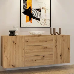 Garnero Arredamenti Credenza sospesa 140x63h cm moderna Fusion Rovere Outlet