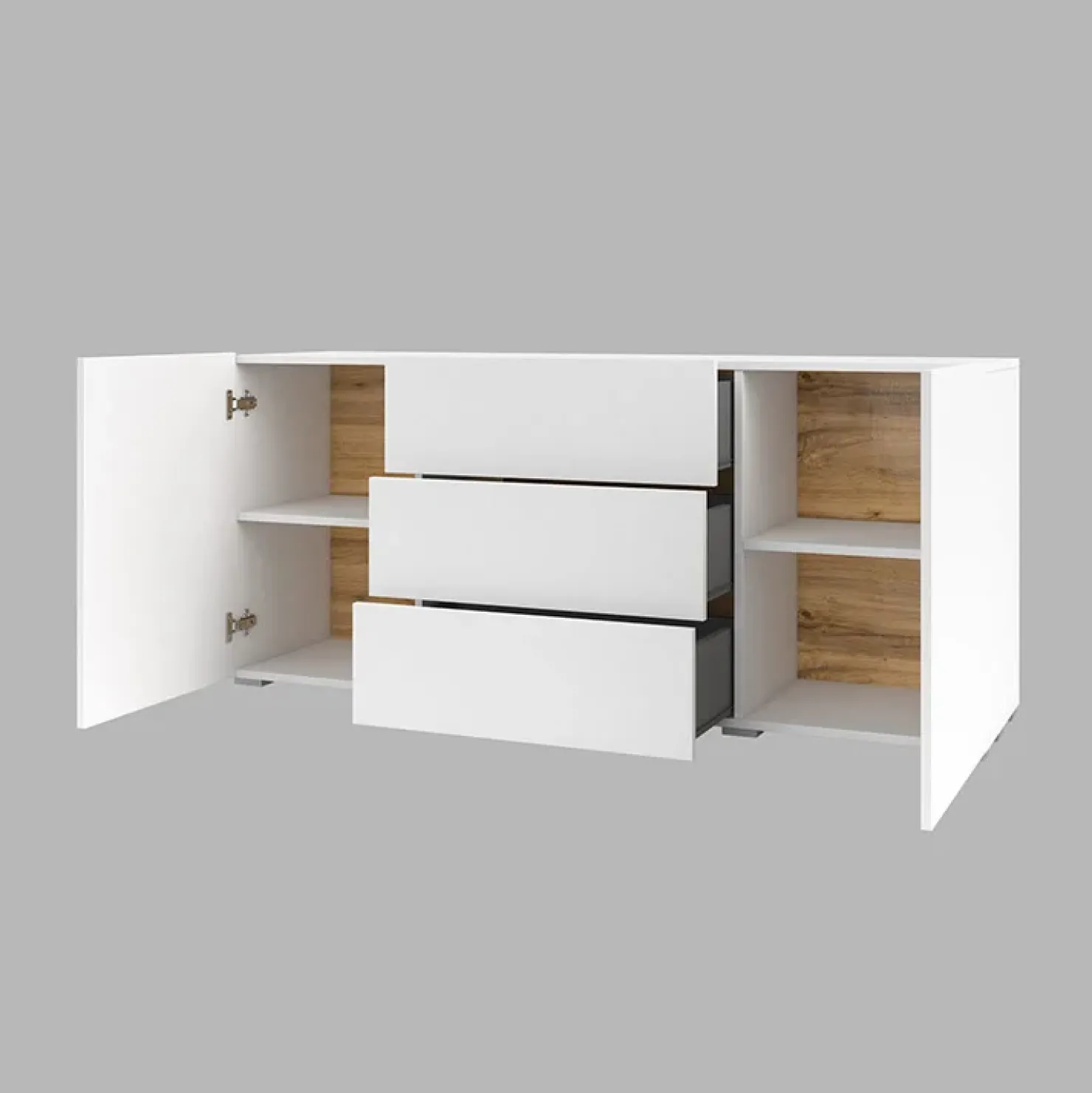 Garnero Arredamenti Credenza sospesa 140x63h cm moderna bianca Fusion Bianco Opaco Best