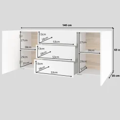 Garnero Arredamenti Credenza sospesa 140x63h cm moderna bianca Fusion Bianco Opaco Best
