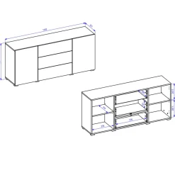 Garnero Arredamenti Credenza sospesa 140x63h cm moderna bianca Fusion Bianco Opaco Best