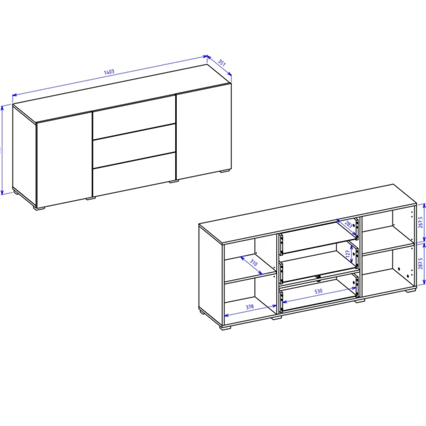 Garnero Arredamenti Credenza sospesa 140x63h cm moderna bianca Fusion Bianco Opaco Best