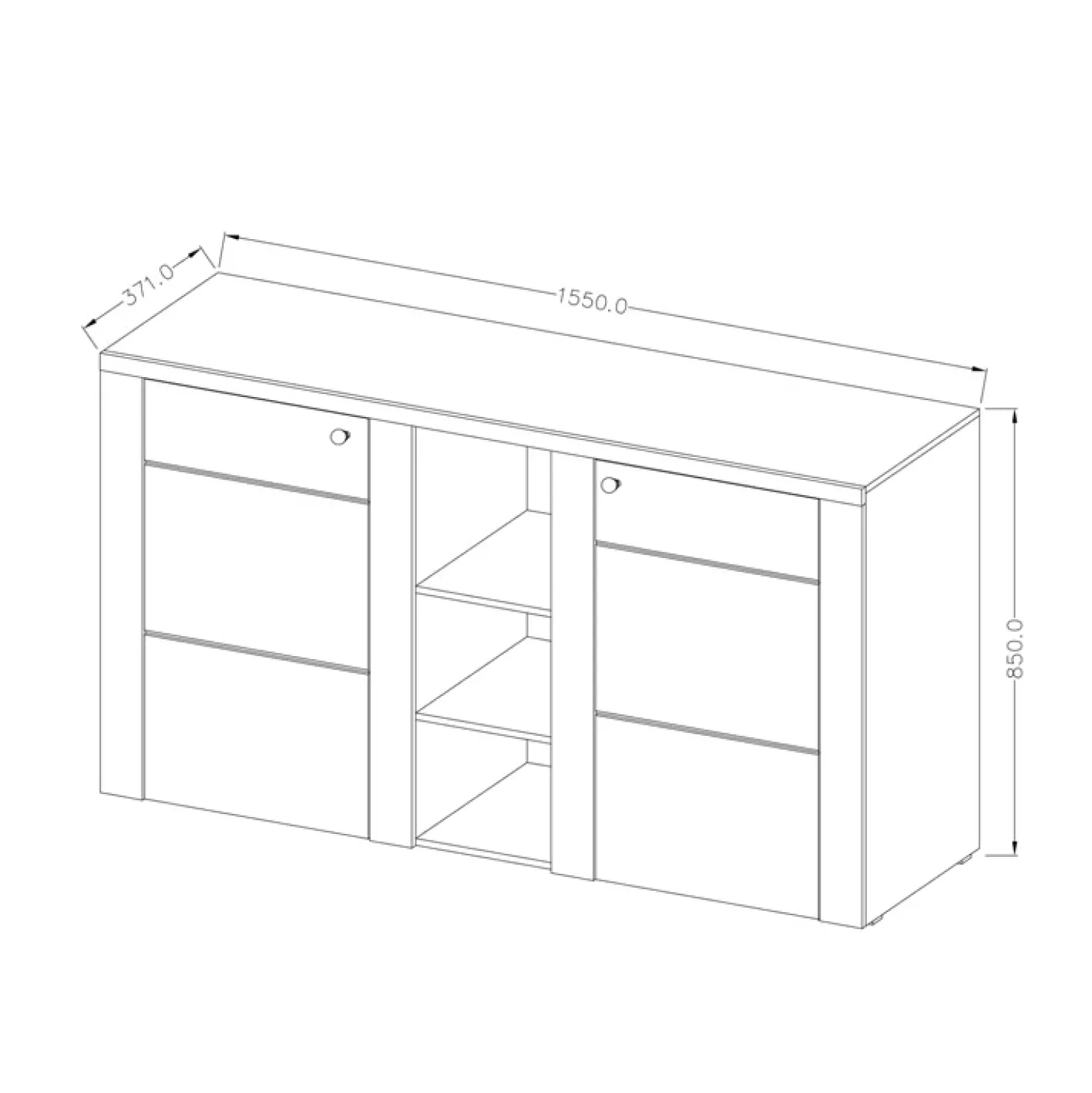 Garnero Arredamenti Credenza 155x85cm 2 ante moderna rovere Paloma 2 Online