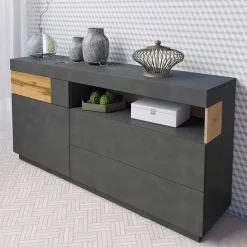 Garnero Arredamenti Credenza 169x85h cm 1 anta 3 cassetti antracite rovere Bahama Antracite - Rovere Rustico Sale