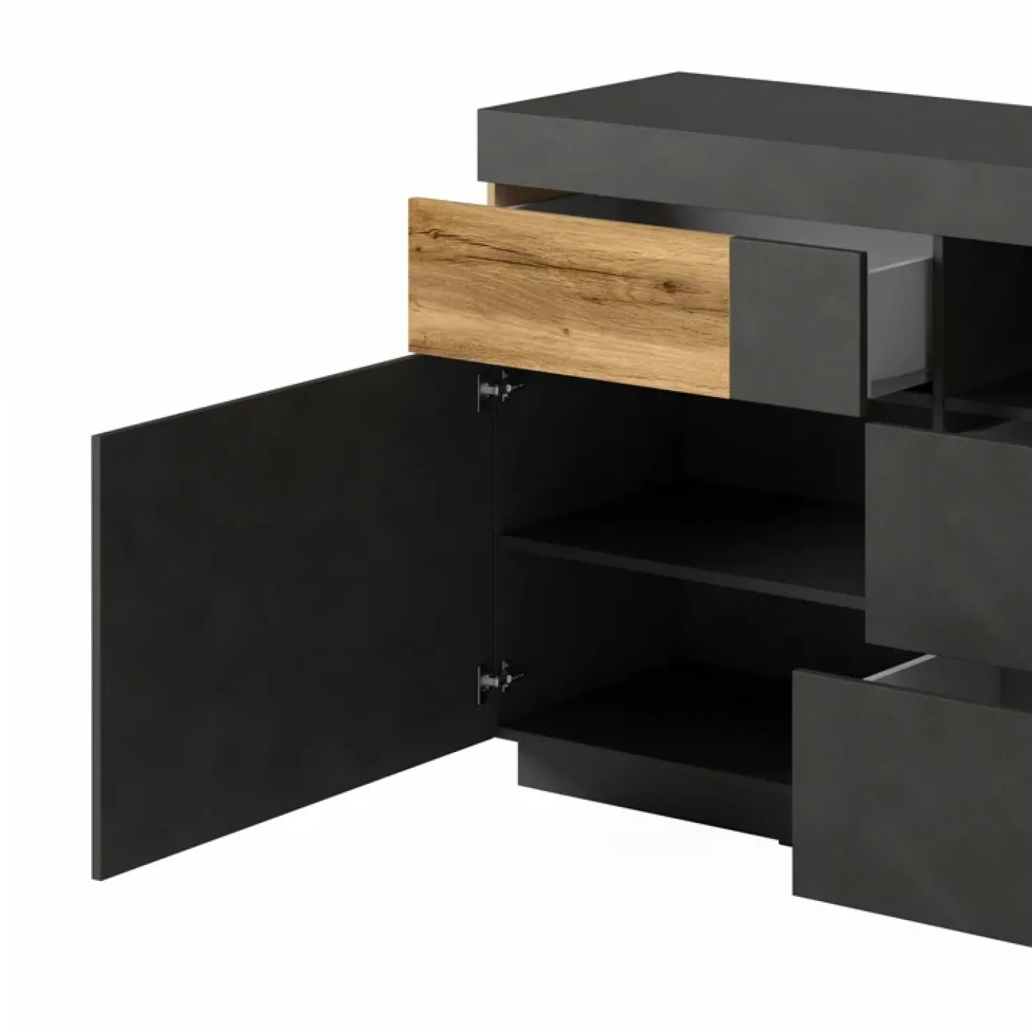 Garnero Arredamenti Credenza 169x85h cm 1 anta 3 cassetti antracite rovere Bahama Antracite - Rovere Rustico Sale