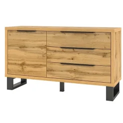 Garnero Arredamenti Credenza 144x83h cm 1 anta 3 cassetti moderna quercia nero Petra Clearance