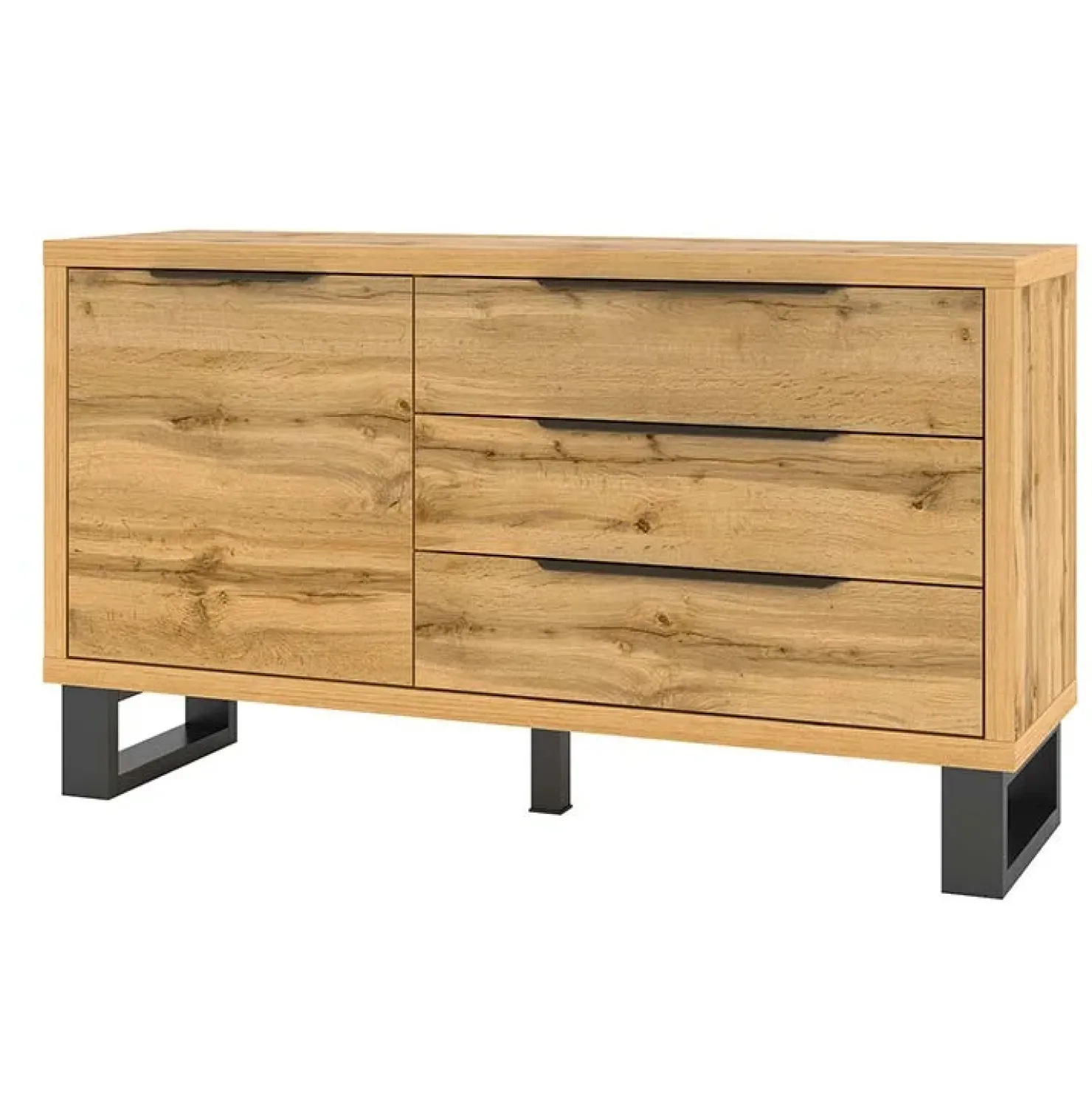 Garnero Arredamenti Credenza 144x83h cm 1 anta 3 cassetti moderna quercia nero Petra Clearance