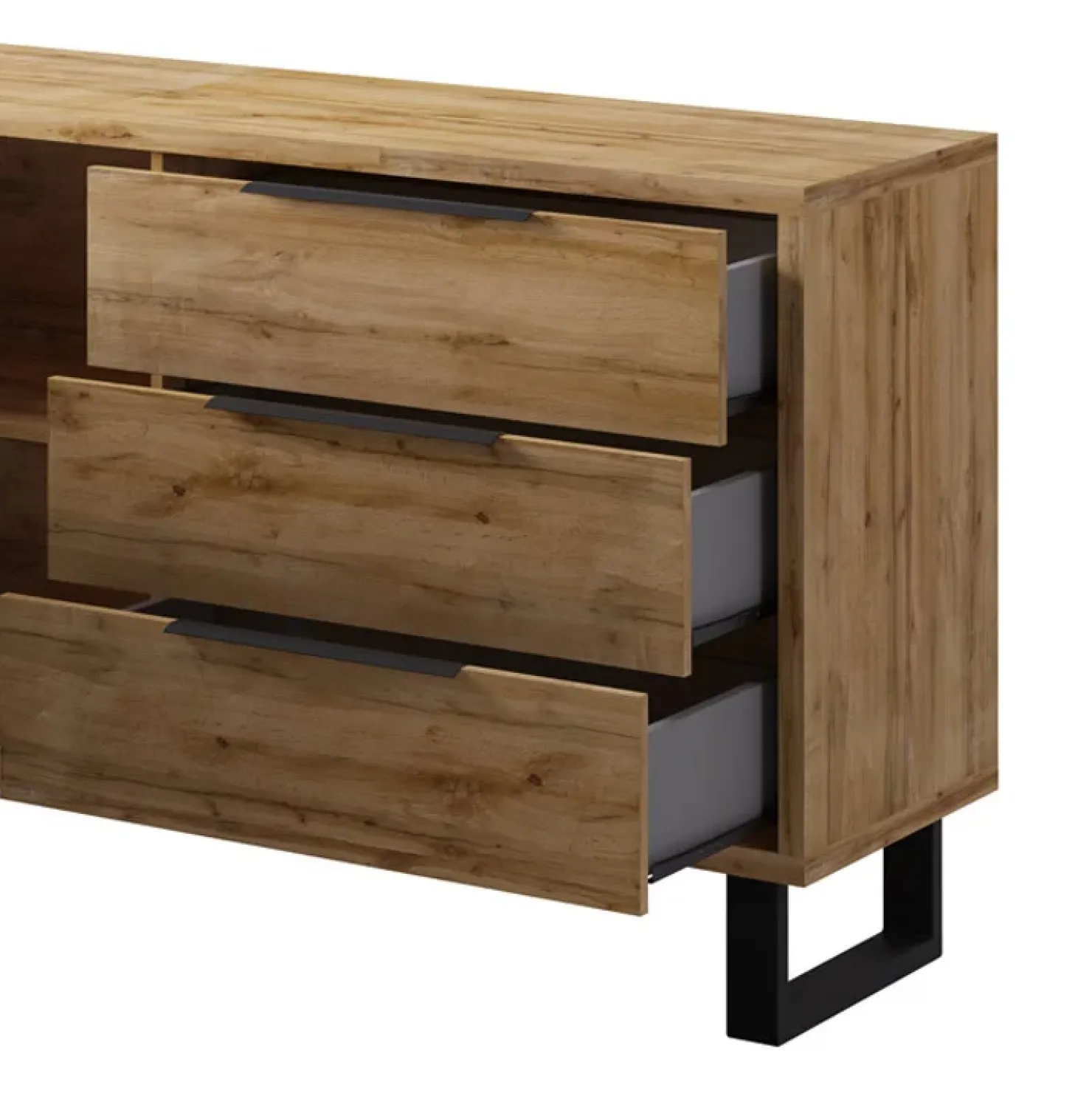 Garnero Arredamenti Credenza 144x83h cm 1 anta 3 cassetti moderna quercia nero Petra Clearance