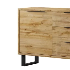 Garnero Arredamenti Credenza 144x83h cm 1 anta 3 cassetti moderna quercia nero Petra Clearance