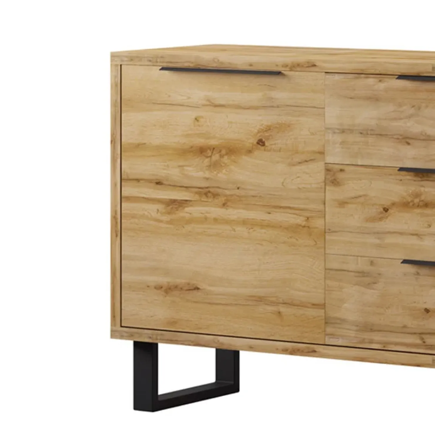 Garnero Arredamenti Credenza 144x83h cm 1 anta 3 cassetti moderna quercia nero Petra Clearance