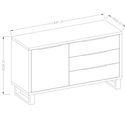 Garnero Arredamenti Credenza 144x83h cm 1 anta 3 cassetti moderna quercia nero Petra Clearance