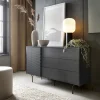 Garnero Arredamenti Credenza 144x83h cm 1 anta 3 cassetti moderna antracite frassinato nero Parigi Sale