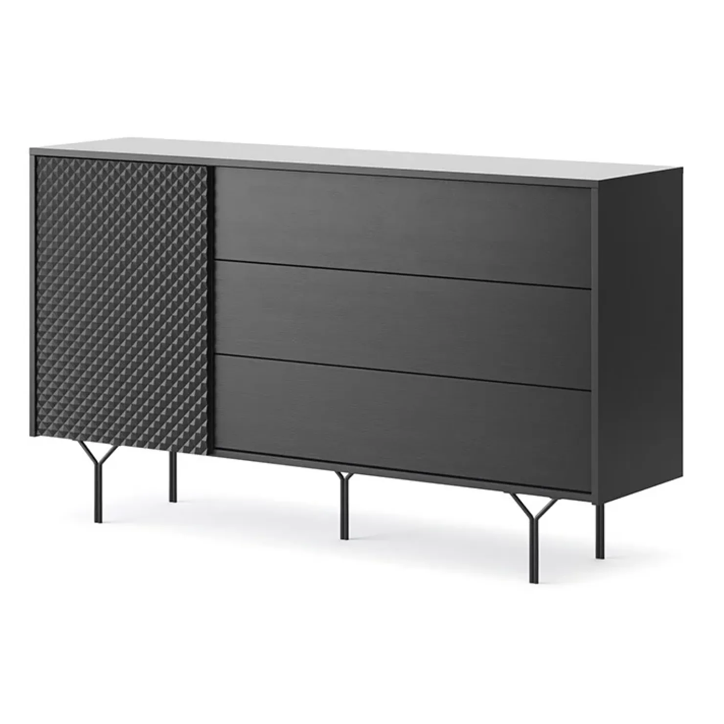 Garnero Arredamenti Credenza 144x83h cm 1 anta 3 cassetti moderna antracite frassinato nero Parigi Sale