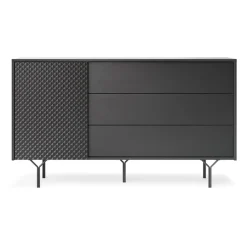 Garnero Arredamenti Credenza 144x83h cm 1 anta 3 cassetti moderna antracite frassinato nero Parigi Sale