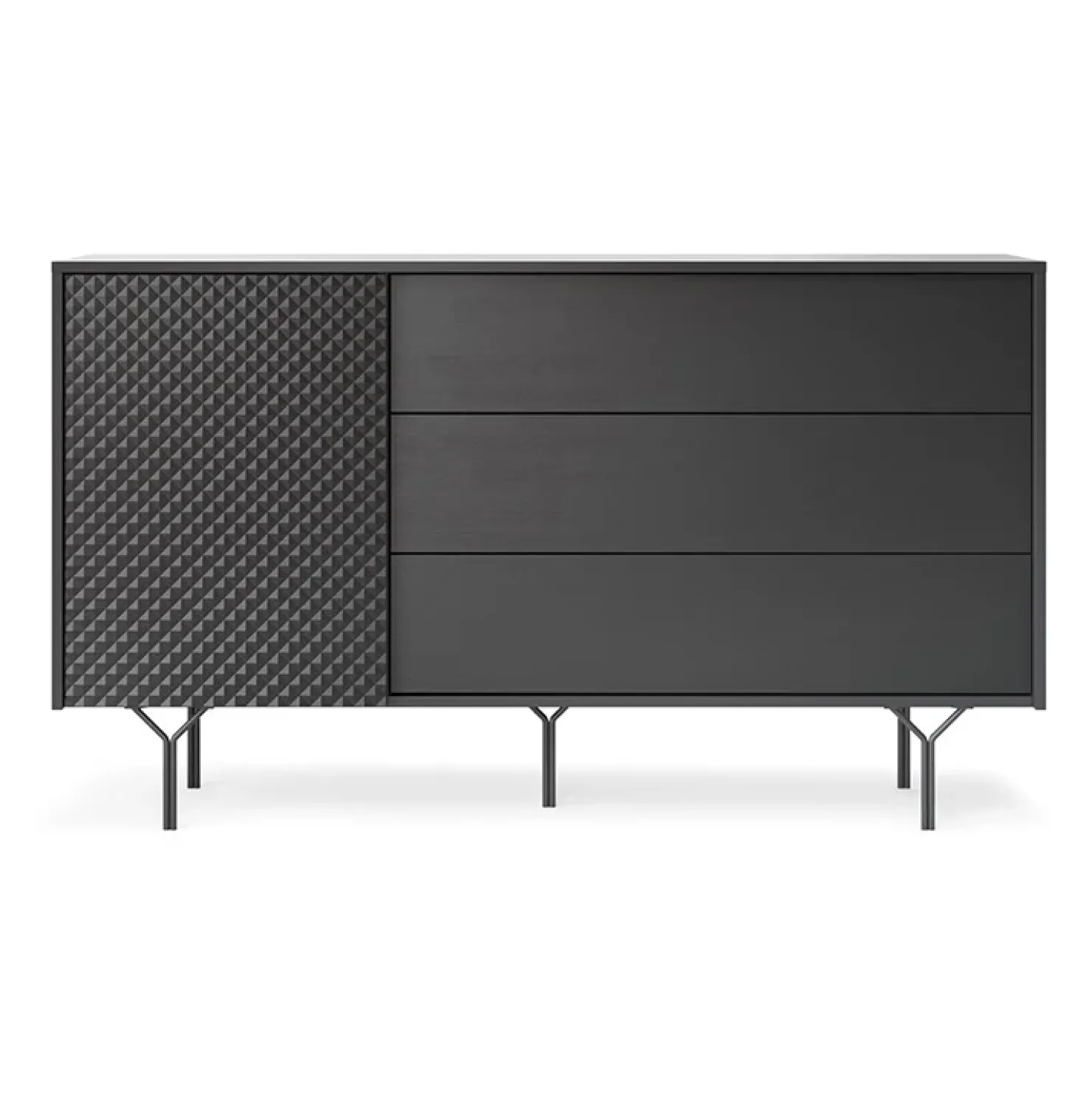Garnero Arredamenti Credenza 144x83h cm 1 anta 3 cassetti moderna antracite frassinato nero Parigi Sale