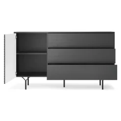 Garnero Arredamenti Credenza 144x83h cm 1 anta 3 cassetti moderna antracite frassinato nero Parigi Sale