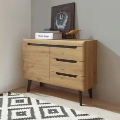 Garnero Arredamenti Credenza 107x83h cm 1 anta 3 cassetti moderna rovere Alimena Gihome® Outlet