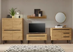 Garnero Arredamenti Credenza 107x83h cm 1 anta 3 cassetti moderna rovere Alimena Gihome® Outlet