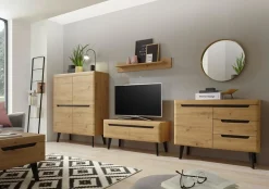 Garnero Arredamenti Credenza 107x83h cm 1 anta 3 cassetti moderna rovere Alimena Gihome® Outlet