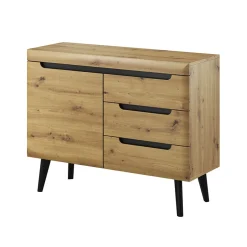 Garnero Arredamenti Credenza 107x83h cm 1 anta 3 cassetti moderna rovere Alimena Gihome® Outlet