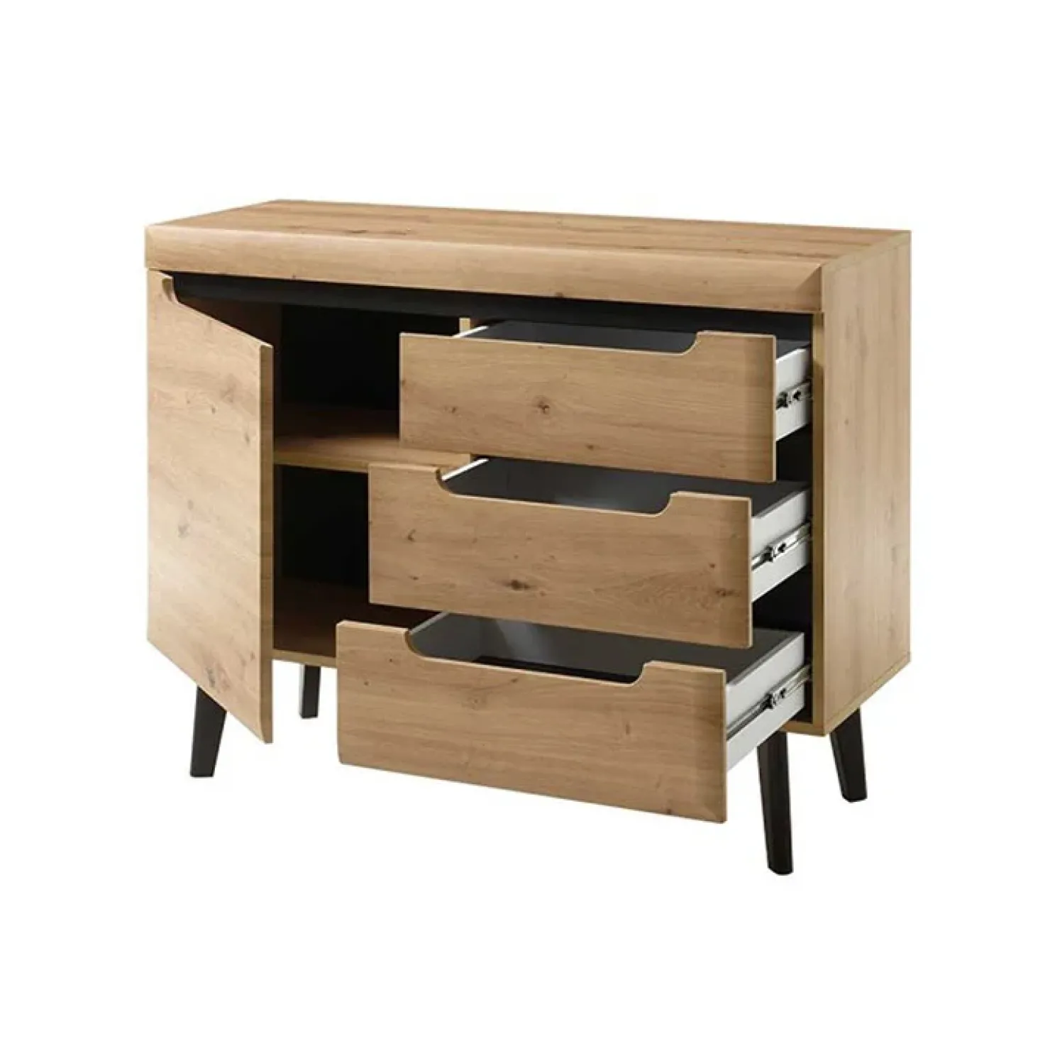 Garnero Arredamenti Credenza 107x83h cm 1 anta 3 cassetti moderna rovere Alimena Gihome® Outlet