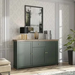 Garnero Arredamenti Credenza 160x93h cm 3 ante 1 cassetto moderna quercia Texel Verde