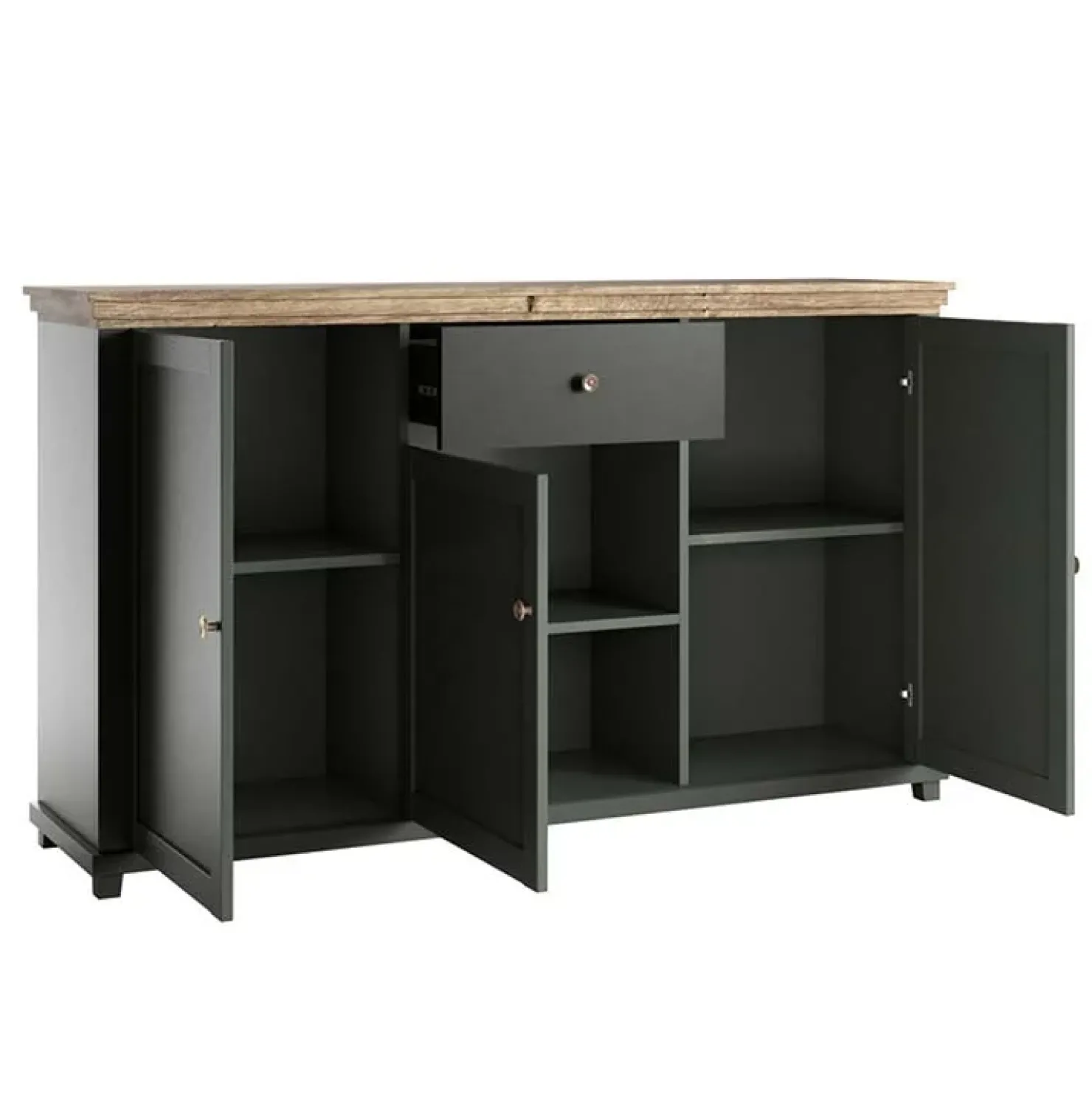 Garnero Arredamenti Credenza 160x93h cm 3 ante 1 cassetto moderna quercia Texel Verde